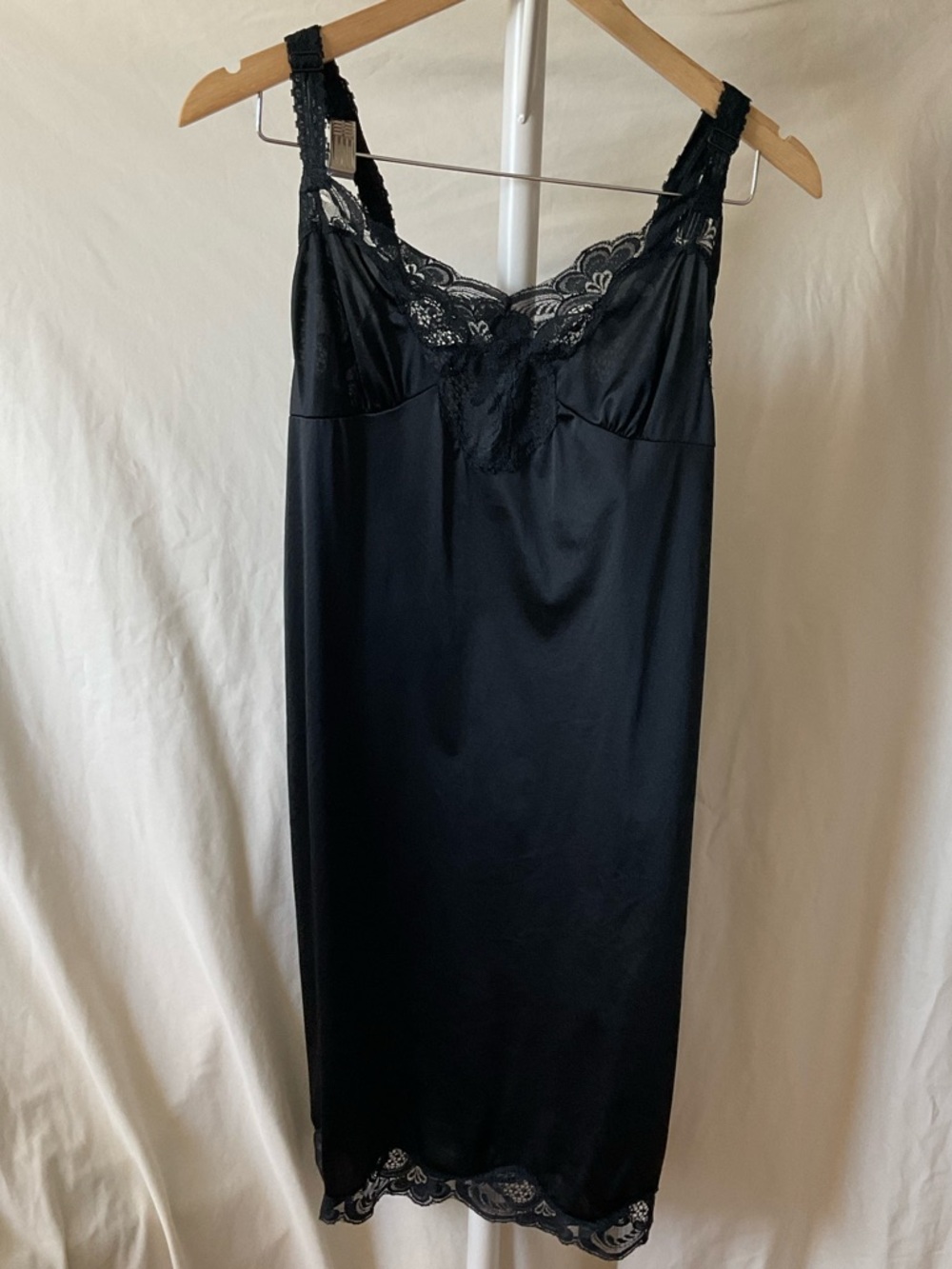 Classic Black Lace-Trim Slip Dress